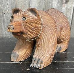 Vintage Chainsaw Carved Folk Art Wooden Bear Cub Figurine Sculpture SUPER CUTE