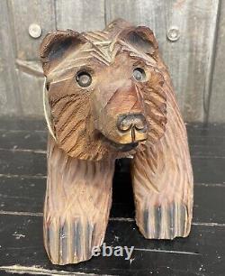 Vintage Chainsaw Carved Folk Art Wooden Bear Cub Figurine Sculpture SUPER CUTE
