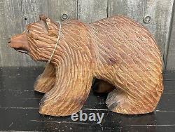 Vintage Chainsaw Carved Folk Art Wooden Bear Cub Figurine Sculpture SUPER CUTE