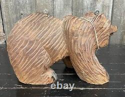 Vintage Chainsaw Carved Folk Art Wooden Bear Cub Figurine Sculpture SUPER CUTE