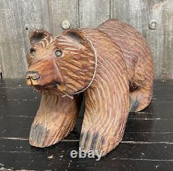 Vintage Chainsaw Carved Folk Art Wooden Bear Cub Figurine Sculpture SUPER CUTE