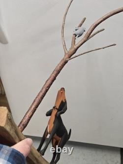 Vintage Charles Morgan Baxter TN Hand Carved Wood Racoon Dog Sculpture Folk Art