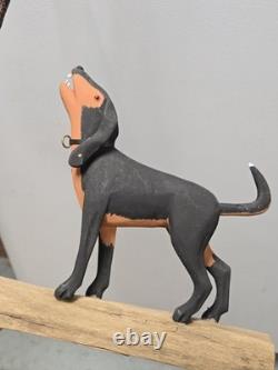 Vintage Charles Morgan Baxter TN Hand Carved Wood Racoon Dog Sculpture Folk Art