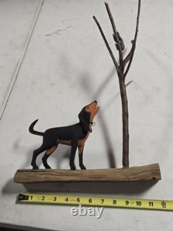Vintage Charles Morgan Baxter TN Hand Carved Wood Racoon Dog Sculpture Folk Art