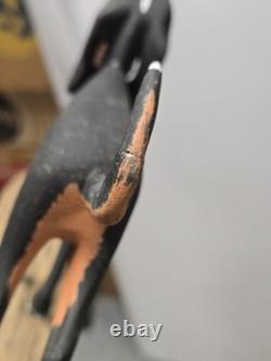 Vintage Charles Morgan Baxter TN Hand Carved Wood Racoon Dog Sculpture Folk Art