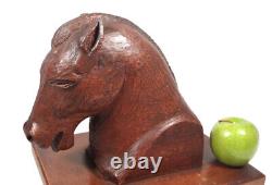 Vintage Charming Carved Wood Wooden Folk Art Horse Head Sculpture Carving