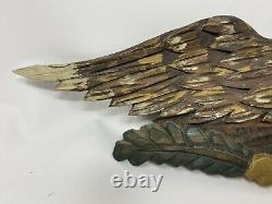 Vintage Dick Steele Carved Wood Eagle Wall Hanging Wooden Patriotic Folk Art