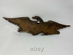 Vintage Dick Steele Carved Wood Eagle Wall Hanging Wooden Patriotic Folk Art