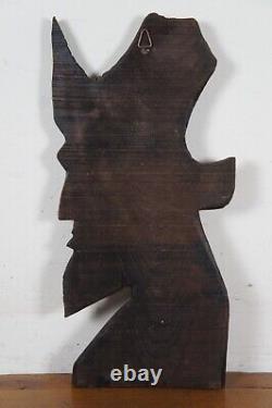 Vintage Don Quixote Spanish Folk Art Carved Wood Silhouette Wall Plaque 23