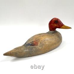 Vintage Duck Decoy Wood Carved Folk Art Hunting Decor Natural Patina