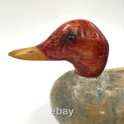 Vintage Duck Decoy Wood Carved Folk Art Hunting Decor Natural Patina