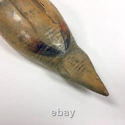 Vintage Duck Decoy Wood Carved Folk Art Hunting Decor Natural Patina