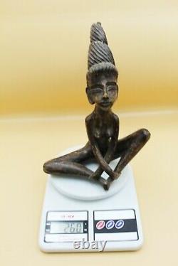 Vintage Ebony Wood Hand Carved Statue Figurine African Woman Sculpture Folk Art