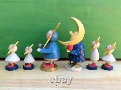 Vintage Erzgebirge Expertic Germany Wood Sun Moon Star Celestial Family Folk Art