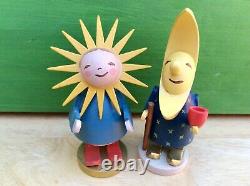 Vintage Erzgebirge Expertic Germany Wood Sun Moon Star Celestial Family Folk Art