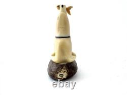 Vintage Eskimo Inuit Bone Carving of Seal with Fish Alaskan Tribal Folk Art