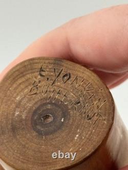 Vintage Evelyn E Yonkin Signed Folk Art Carved Butternut Wood