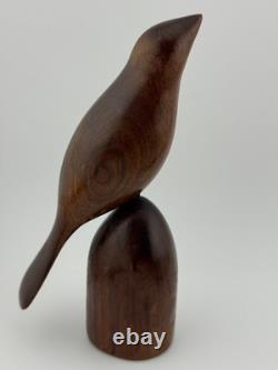 Vintage Evelyn E Yonkin Signed Folk Art Carved Walnut Wood