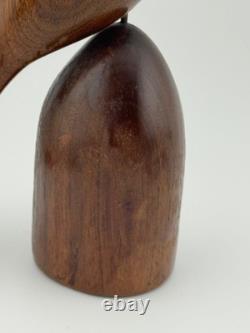 Vintage Evelyn E Yonkin Signed Folk Art Carved Walnut Wood