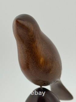 Vintage Evelyn E Yonkin Signed Folk Art Carved Walnut Wood