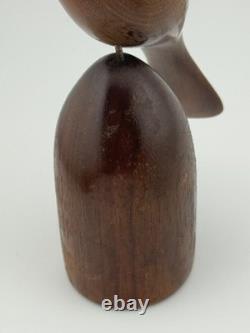 Vintage Evelyn E Yonkin Signed Folk Art Carved Walnut Wood