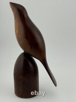 Vintage Evelyn E Yonkin Signed Folk Art Carved Walnut Wood