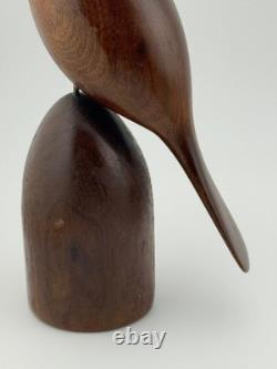 Vintage Evelyn E Yonkin Signed Folk Art Carved Walnut Wood