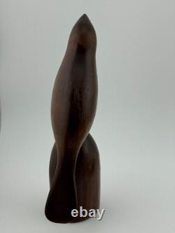 Vintage Evelyn E Yonkin Signed Folk Art Carved Walnut Wood