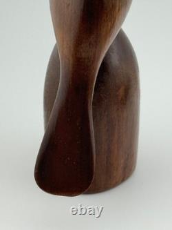 Vintage Evelyn E Yonkin Signed Folk Art Carved Walnut Wood