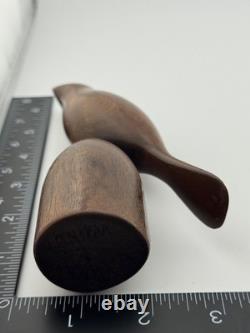 Vintage Evelyn E Yonkin Signed Folk Art Carved Walnut Wood