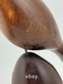 Vintage Evelyn E Yonkin Signed Folk Art Carved Walnut Wood