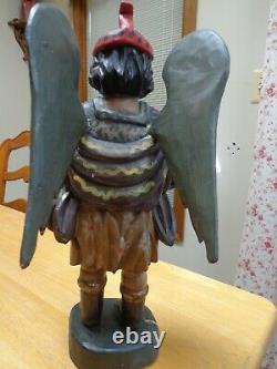 Vintage FOLK ART Large Carved Wood Saint/Santos ARCHANGEL Gabriel Primitive