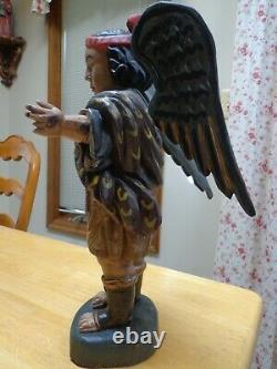 Vintage FOLK ART Large Carved Wood Saint/Santos ARCHANGEL Gabriel Primitive