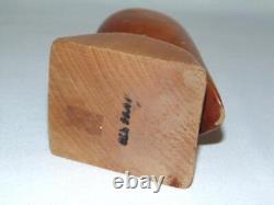 Vintage FOLK ART QUAIL Carved Wood NATIVE AMERICAN INDIAN Cherokee NC, Signed