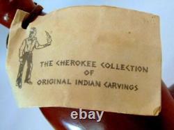 Vintage FOLK ART QUAIL Carved Wood NATIVE AMERICAN INDIAN Cherokee NC, Signed