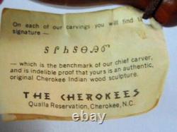 Vintage FOLK ART QUAIL Carved Wood NATIVE AMERICAN INDIAN Cherokee NC, Signed
