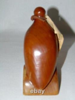 Vintage FOLK ART QUAIL Carved Wood NATIVE AMERICAN INDIAN Cherokee NC, Signed