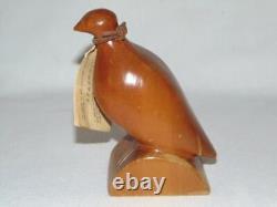 Vintage FOLK ART QUAIL Carved Wood NATIVE AMERICAN INDIAN Cherokee NC, Signed