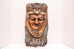 Vintage Face Mask Bat Angel Mexican Guerrero FOLK ART HAND CARVED Large ATQ