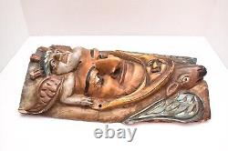 Vintage Face Mask Bat Angel Mexican Guerrero FOLK ART HAND CARVED Large ATQ