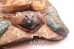 Vintage Face Mask Bat Angel Mexican Guerrero FOLK ART HAND CARVED Large ATQ