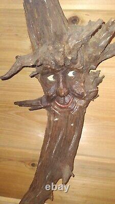 Vintage Folk Art 1982 German Wood Hand Carved Tree Wall Hanging 22 Inches