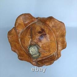 Vintage Folk Art Beetle Wood Carved Cabbage Or Rose Sculpture