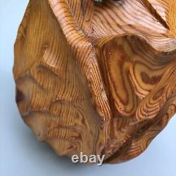 Vintage Folk Art Beetle Wood Carved Cabbage Or Rose Sculpture