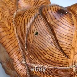 Vintage Folk Art Beetle Wood Carved Cabbage Or Rose Sculpture