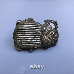 Vintage Folk Art Beetle Wood Carved Cabbage Or Rose Sculpture