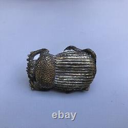 Vintage Folk Art Beetle Wood Carved Cabbage Or Rose Sculpture