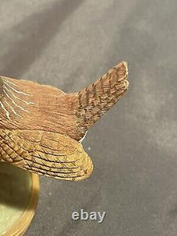 Vintage Folk Art Carved And Painted Bird Eating Worm Signed Russell Coburn