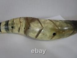 Vintage Folk Art Carved Bull Horn Snake Sculpture
