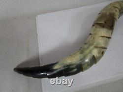 Vintage Folk Art Carved Bull Horn Snake Sculpture